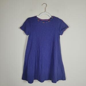 Mini Boden Dress Girls 11-12 Blue Girls Navy Charlie Pom Jersey Short Sleeves